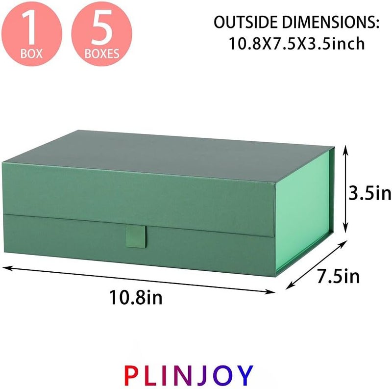 PLINJOY Green Gift Box for Presents 10.8x7.5x3.5 Inches Magnetic Gift Boxes with Lid Luxury Gift Box for Rectangle Collapsible for Bridesmaid, Wedding,Birthday Gift Packging - Image 4